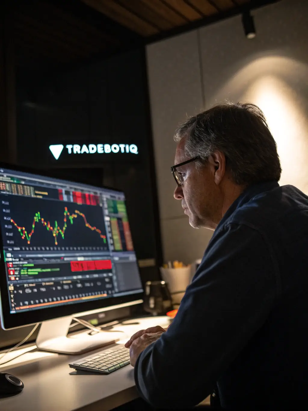 A focused trader analyzing options chain data on a computer screen, highlighting potential trading opportunities in the Indian stock market.