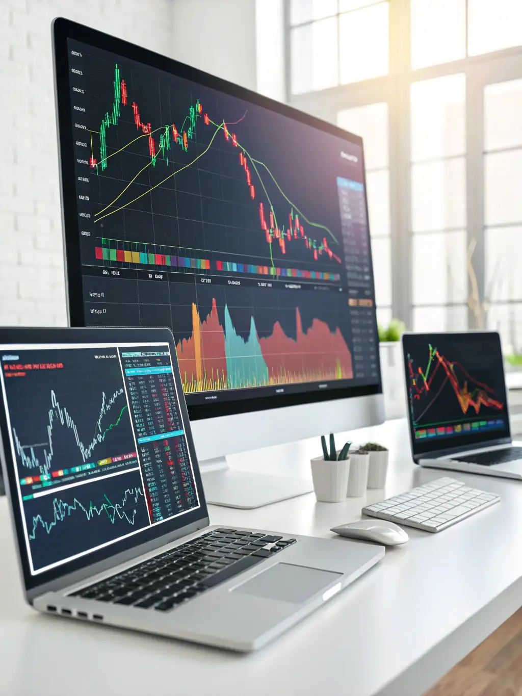 An image depicting advanced data analytics tools processing stock market data, with visual representations of trends, patterns, and potential investment opportunities.