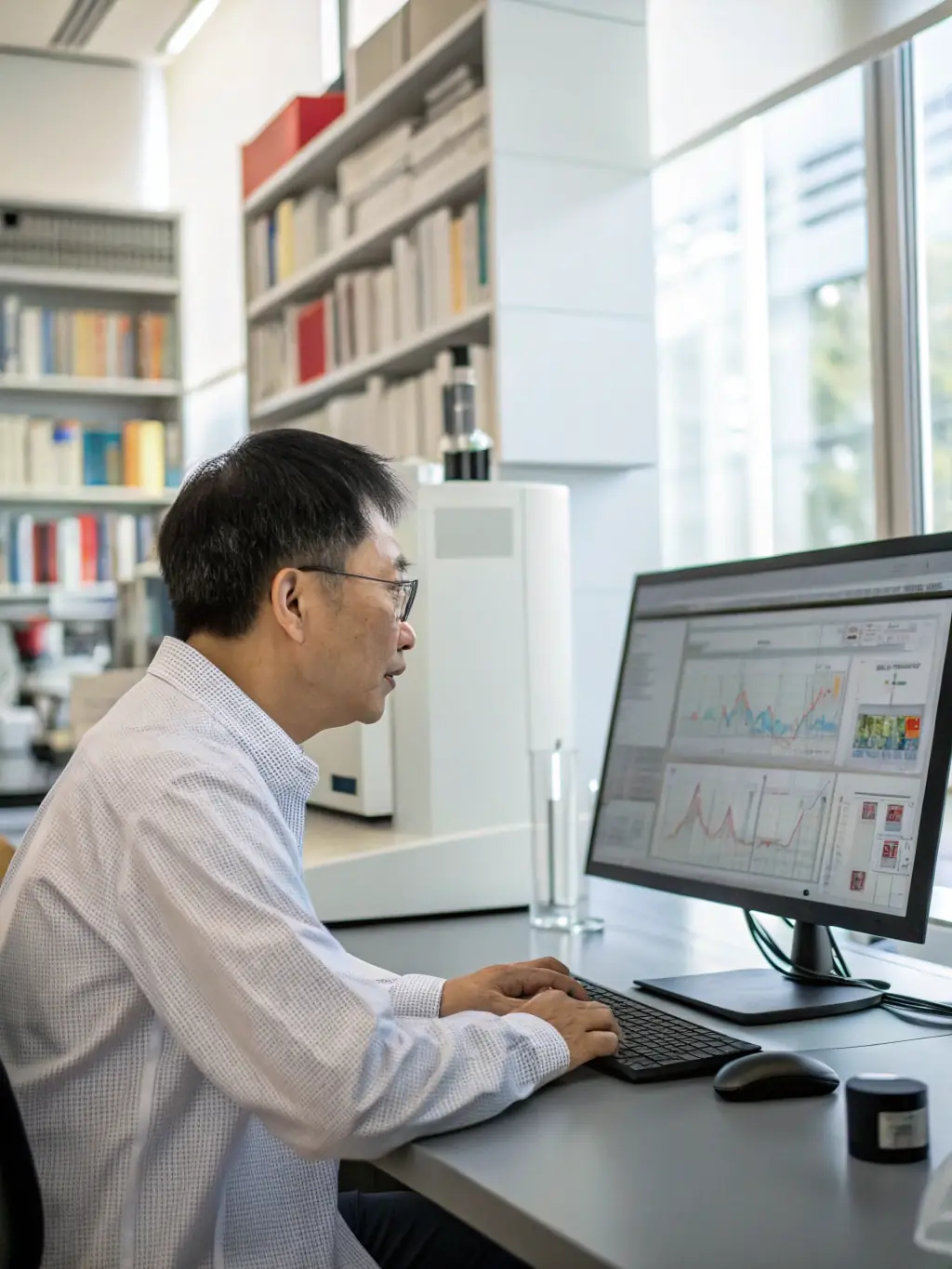 A focused image of a seasoned market analyst deeply engrossed in studying intricate stock charts, illuminated by the glow of multiple monitors displaying real-time market data.