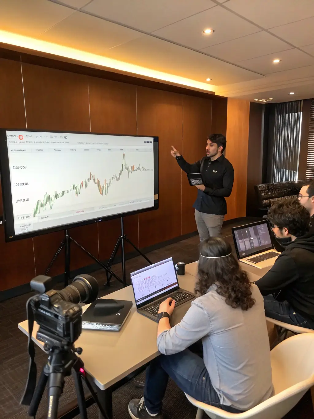 An educational webinar screen capture, featuring an analyst explaining technical analysis concepts to a group of online participants.